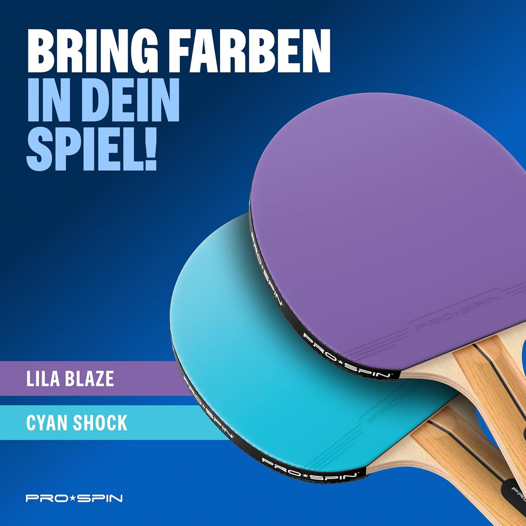 PRO-SPIN Tischtennisschläger Set - Mit Tischtennisnetz Für Jeden Tisch, Tischtennis bälle 3-Sterne,