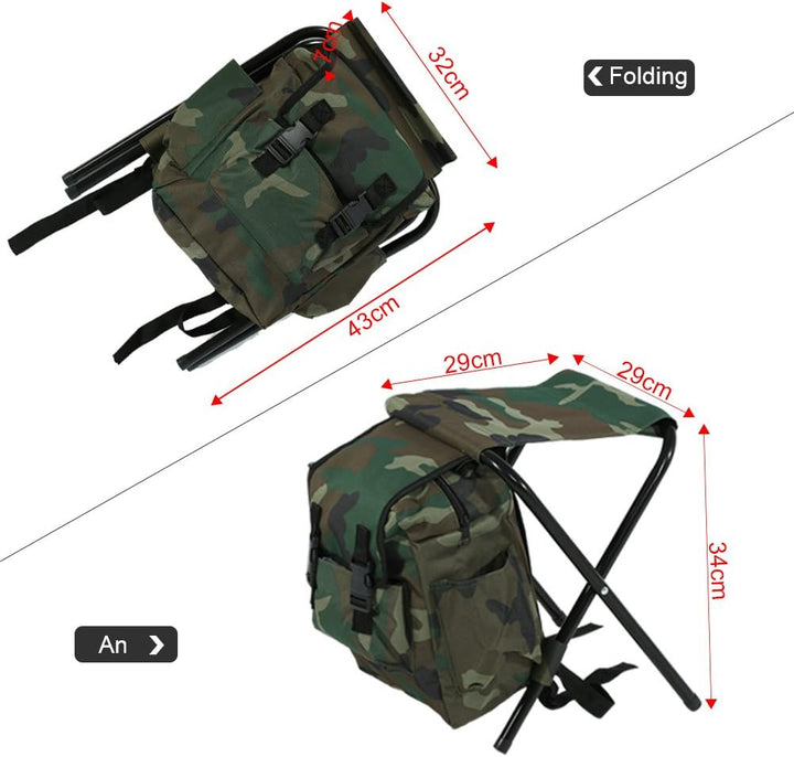 VGEBY Angelrucksack Stuhl, Tragbar Rucksack mit Stuhl Fischerstuhl Angeln Klappbarer Hocker Sitz mit