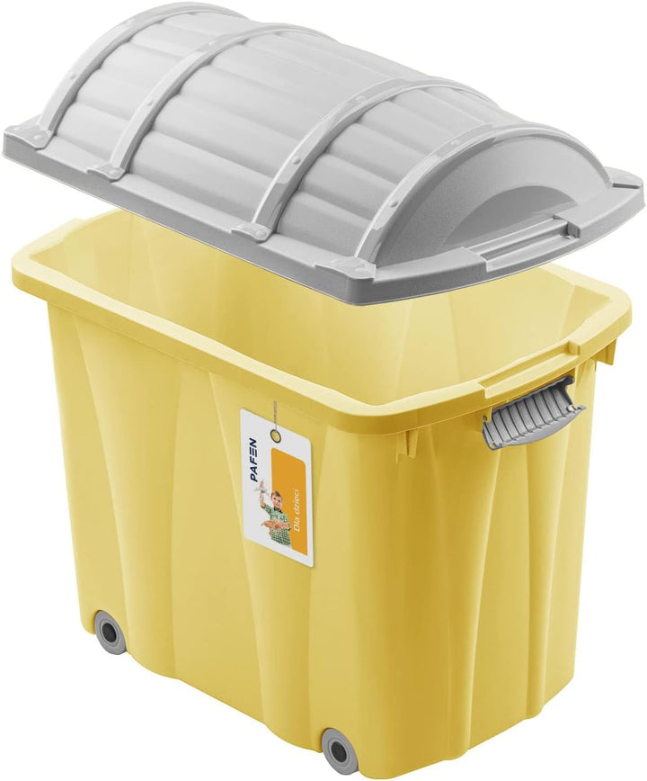 PAFEN Piraten Spielzeugkiste 62l mit Rollen - Schatzkiste 58 x 51 x 37,5cm - Spielzeugbehälter mit D