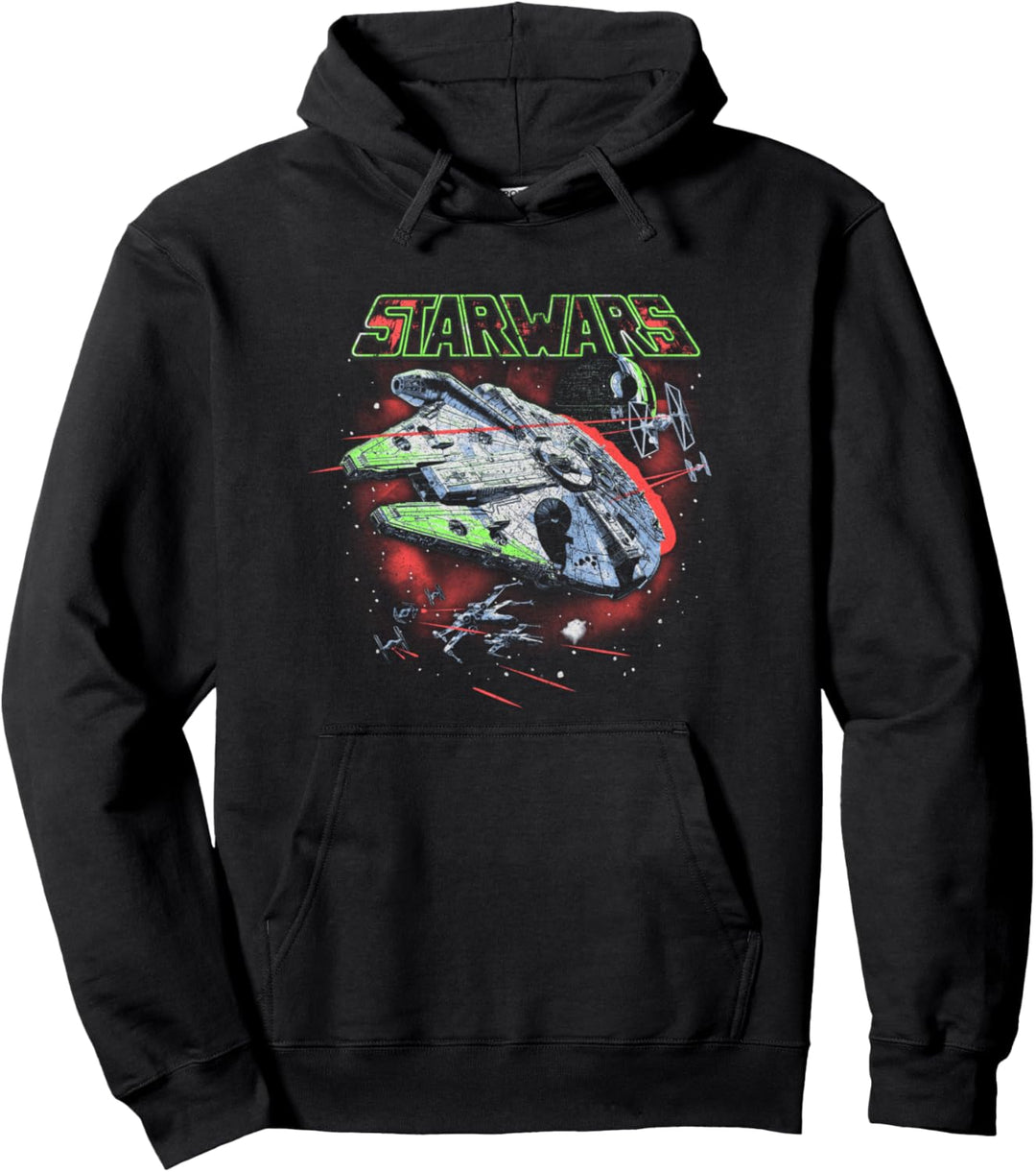 Star Wars Millennium Falcon Bright Vintage Poster Pullover Hoodie