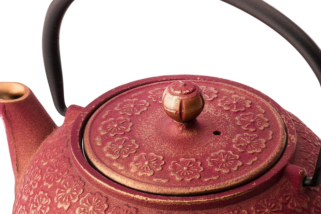 Bredemeijer rotes asiatisches gusseisernes Teekannen Set 0.6 Liter mit 2 Tassen