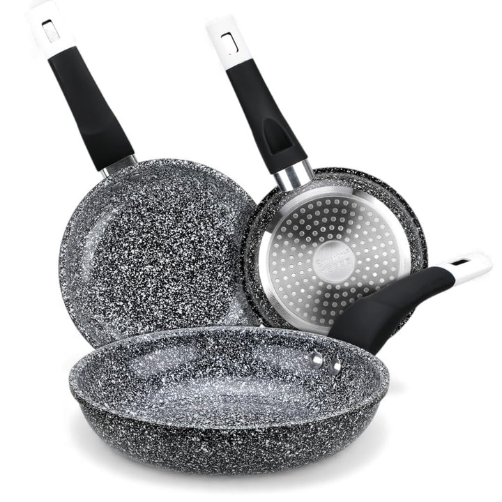 EliteHoff Pfannenset Induktion 3-teilig (16/18/20 cm), Induktionspfannen-Set, Aluminiumguss mit Anti