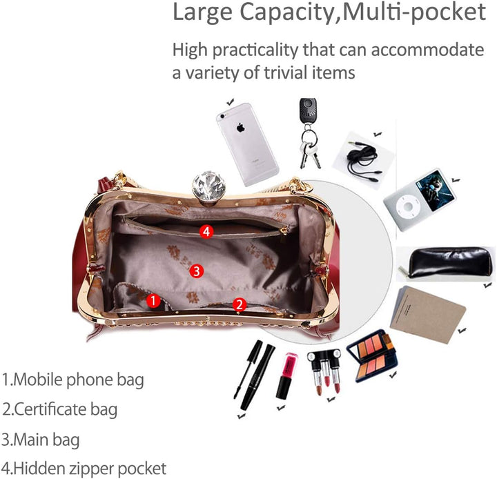 NICOLE & DORIS Handtaschen für Damen Lackleder Handtaschen Abendtasche für Party Hochzeit Schulterta