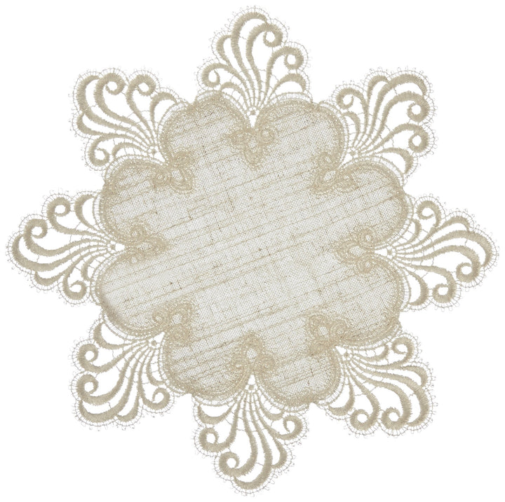 Plauener Spitze by Modespitze 3086L_11_32 Tischdecke Design Nizza, 11 cm breite Spitze, 32 cm rund,