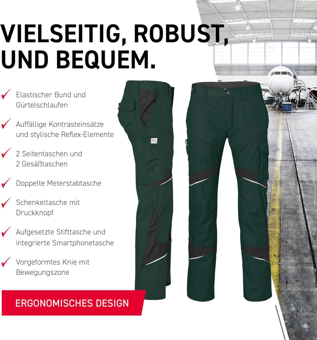 KÜBLER Workwear KÜBLER ACTIVIQ Arbeitshose moosgrün/schwarz Moosgrün/Schwarz 52, Moosgrün/Schwarz 52