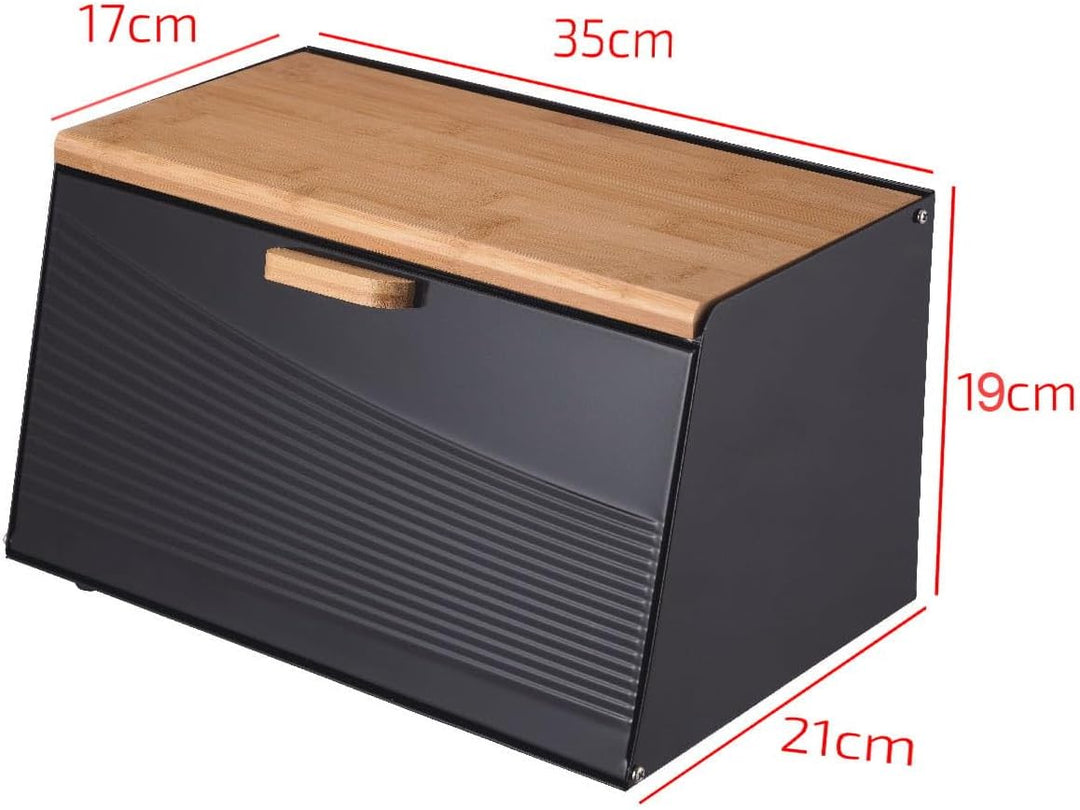 Brotkästen mit Deckel,Brotaufbewahrungsbox, Schneidebrett aus Bambus, Brotkasten aus Metall, Brot un