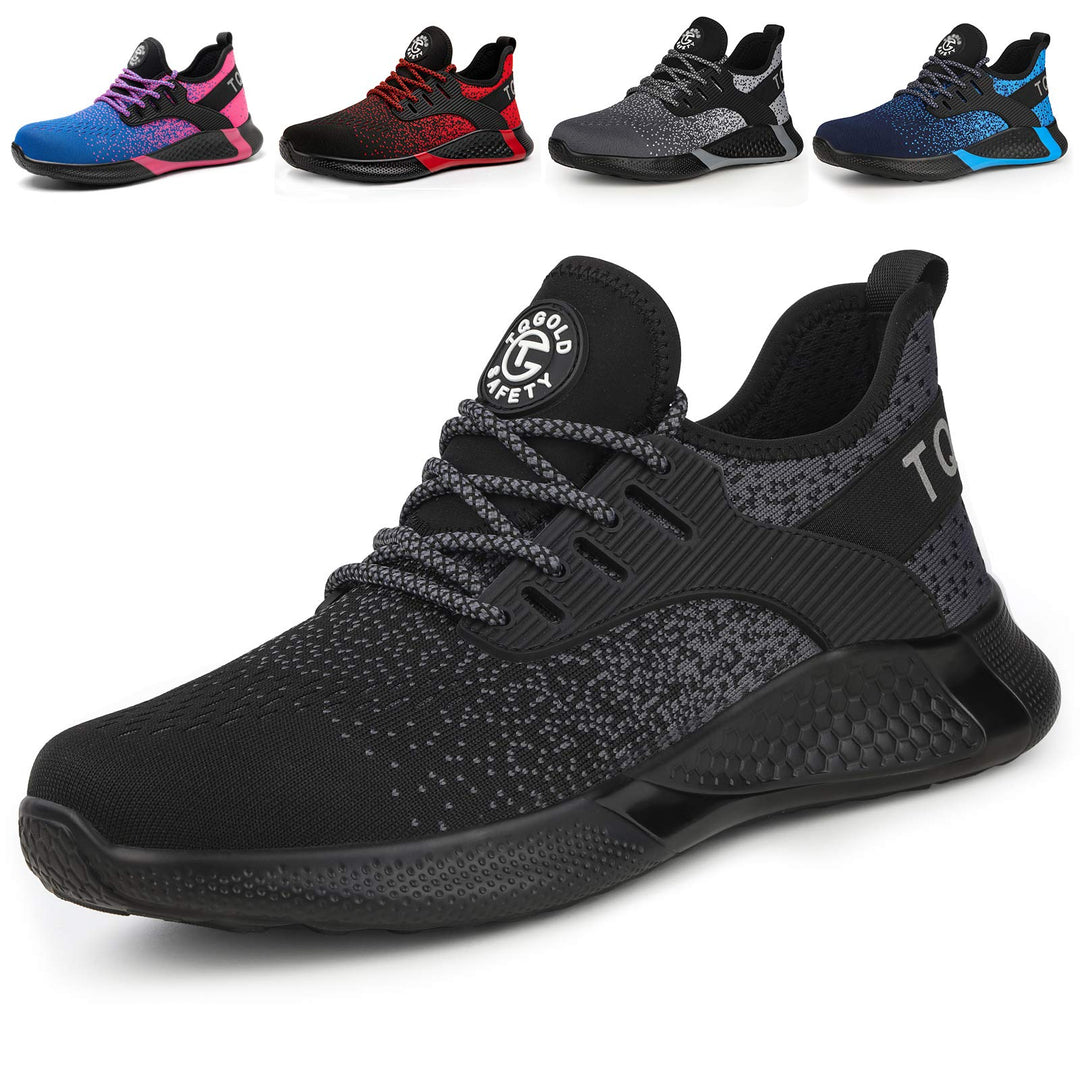 AONETIGER Sicherheitsschuhe Herren Damen Leicht Arbeitsschuhe Stahlkappe Sportlich Schutzschuhe Atmu