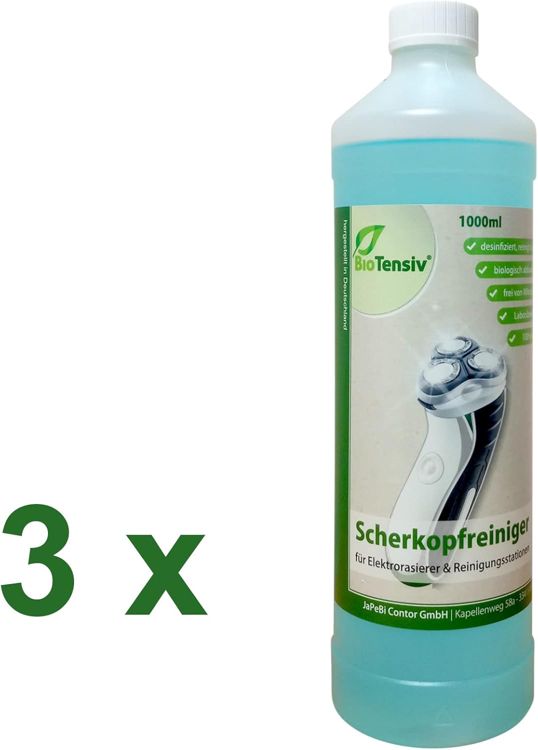 BioTensiv 3L Scherkopfreiniger Nachfüllflüssigkeit für Braun Reinigungs-Kartuschen CCR Series 3 5 7