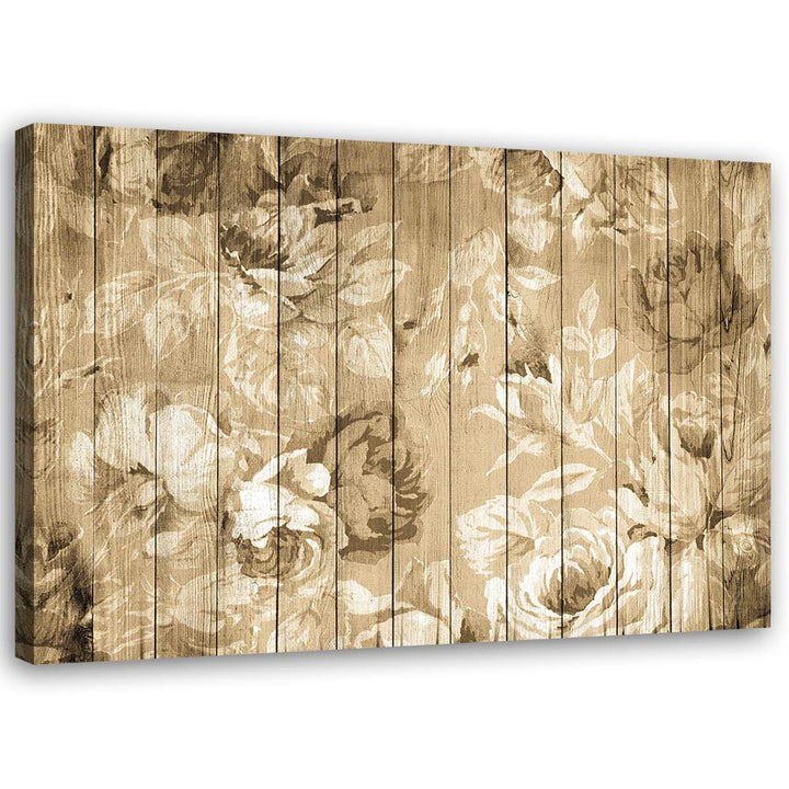 Feeby Wandbild Blumen Druckbild Leinwandbild rustikal Braun 100x70 cm Leinwandbild 100x70 cm Braun_a