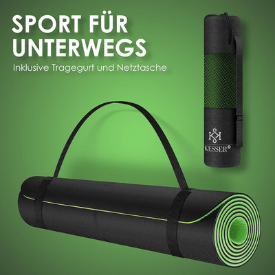 KESSER® Gymnastikmatte mit Tragegurt rutschfest TPE Yogamatte Gepolstert & rutschfest Fitnessmatte,