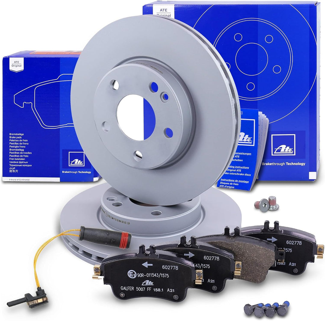 ATE Bremsenset Vorderachse inkl. Bremsscheiben vorne Ø 280 mm belüftet und Bremsbeläge vorne + Versc