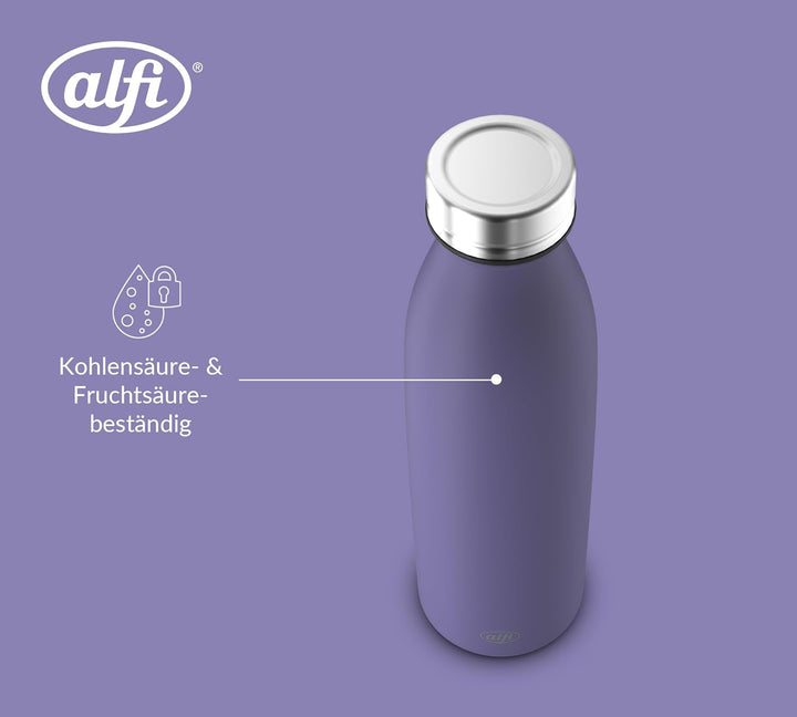 alfi PURE BOTTLE Isolierflasche 0,50 l, 24 h kalt, iris bloom mat | 12 h heiss, Kohlensäurefest, aus