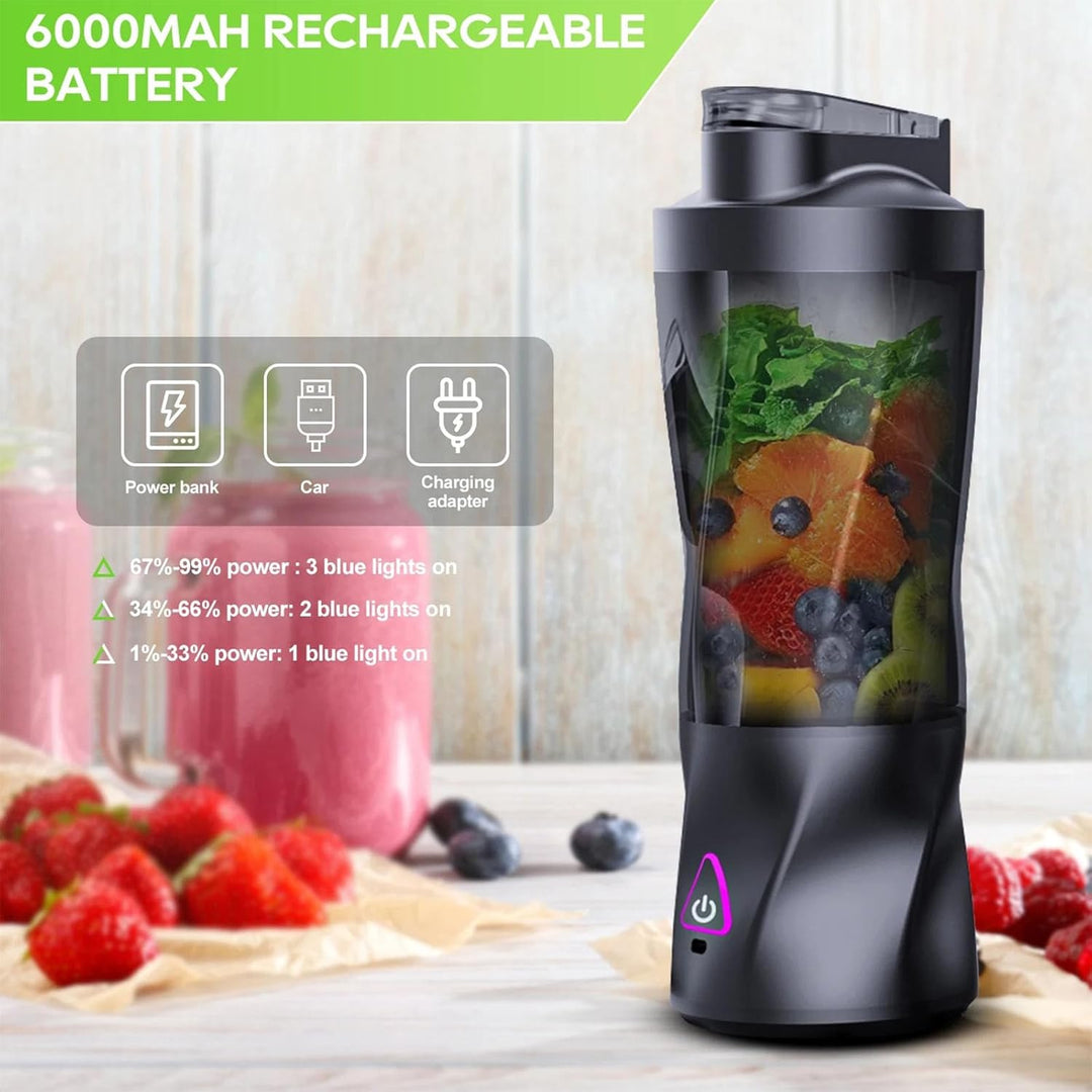 【Tragbarer Mixer】360W Hochleistungsmotor, 6000mAh langlebiger Akku, 652.0 g Reise-Smoothie Maker mit