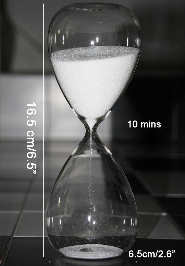 Sanduhr, farbig, Glas, Geburtstag 10 Minutes weiss, 10 Minutes Weiss