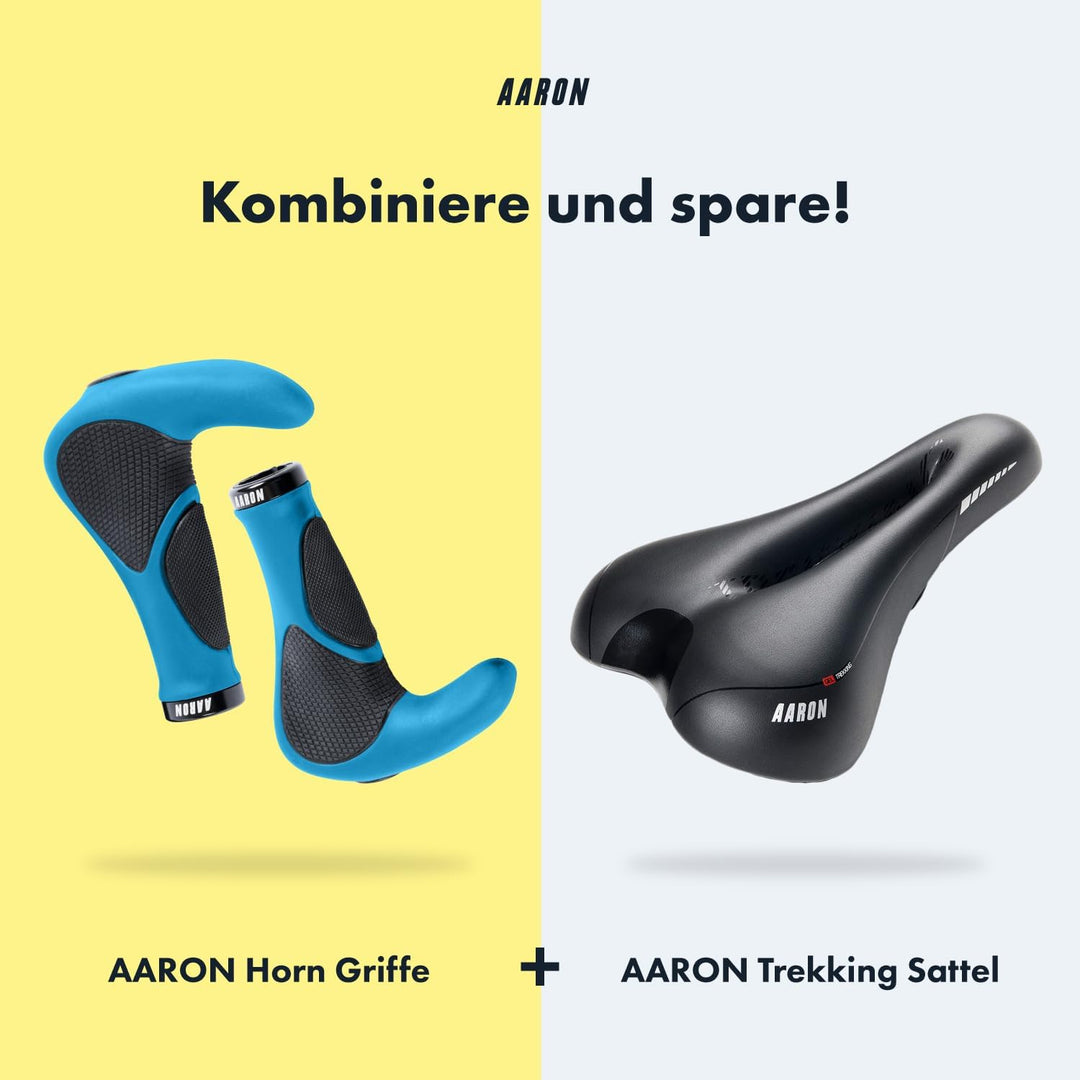 AARON Horn Lenker Griffe mit Gel Dämpfung, ergonomische Lenkerhörner aus rutschfestem Gummi, Fahrrad