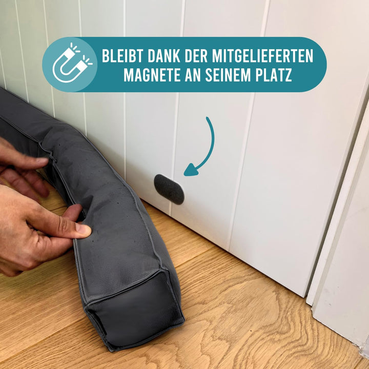 Magnetischer Zugluftstopper für Türen 100cm - Türluftstopper für Schutz - Türbodendichtung Grau - Zu