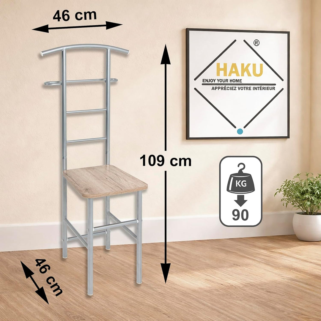 Haku-Möbel 81950 Herrendienerstuhl, Metall, alu Eiche san remo, 46 x 46 x 109