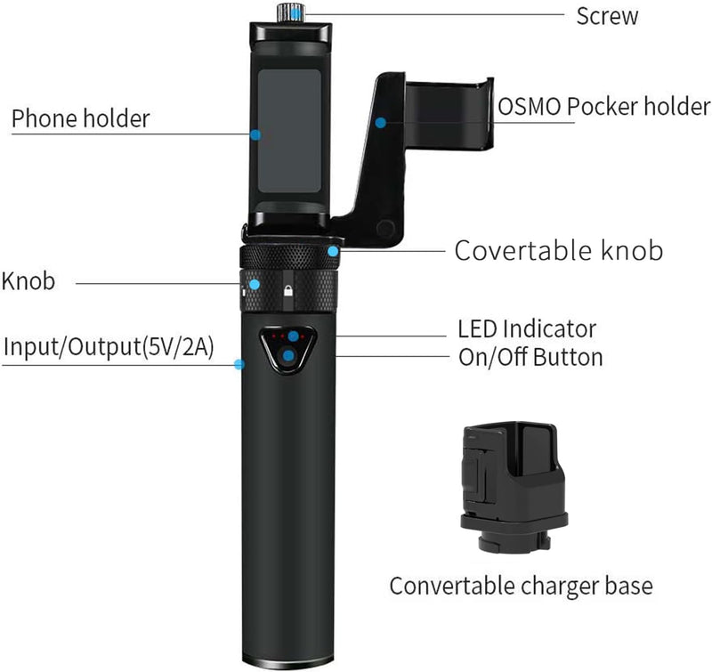 Smatree Tragbarer Osmo Pocket 2 Power-Stick (Power Bank) kompatibel mit DJI Osmo Pocket 2/ Osmo Pock