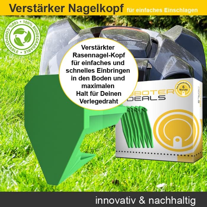 HRobotic Accessoires Biologisch abbaubare Rasennägel, Rasen-Haken, Erdnägel (100 Stück) für alle Ras