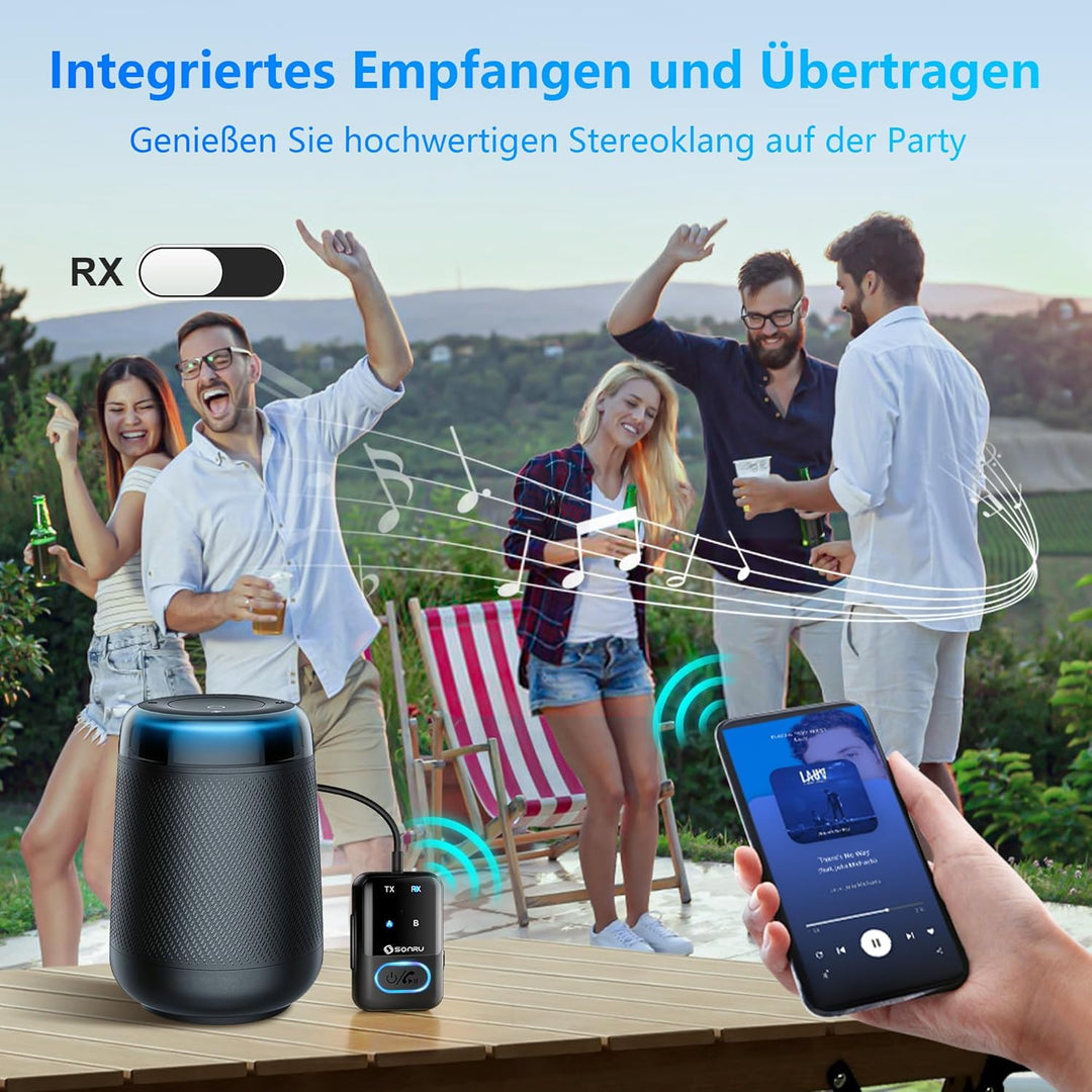 Bluetooth 5.3 Adapter Transmitter Flugzeug, SONRU 2 in 1 Bluetooth Sender Empfänger Bluetooth Sender