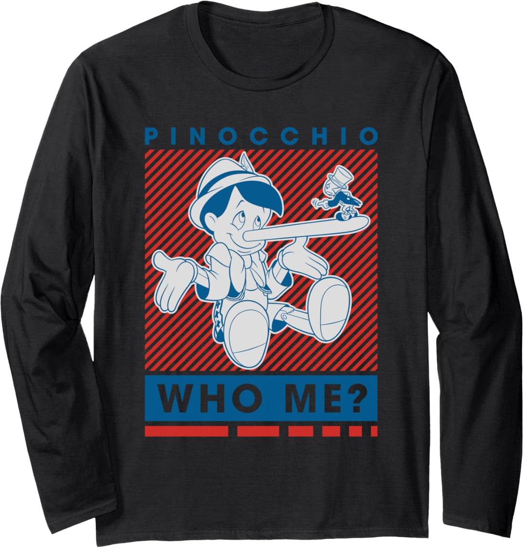 Disney Pinocchio and Jiminy Cricket Who Me? Langarmshirt