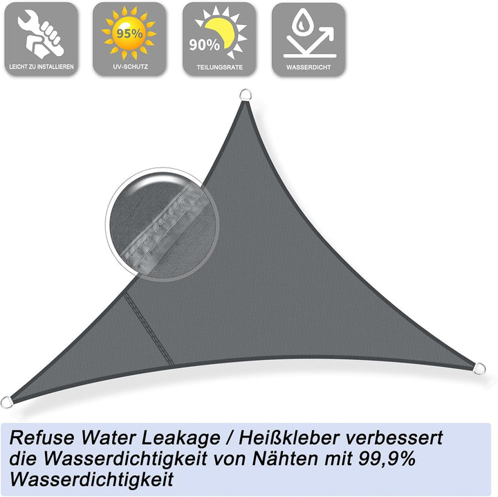Sunnylaxx 2x2x2m Sonnensegel Dreieckig,420D Oxfordgewebe Wasserdicht Sonnenschutz Sunsegel UV-Schutz