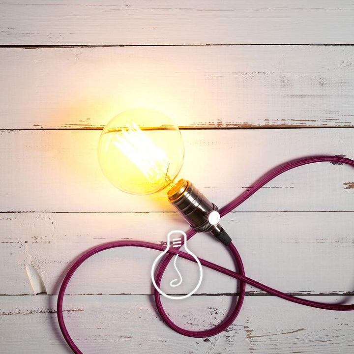 Amarcords - Textilkabel für Lampen BORDEAUX, rund, Seide, 10 Meter, mit 2 Leiter 2x0,75 - Stoffkabel