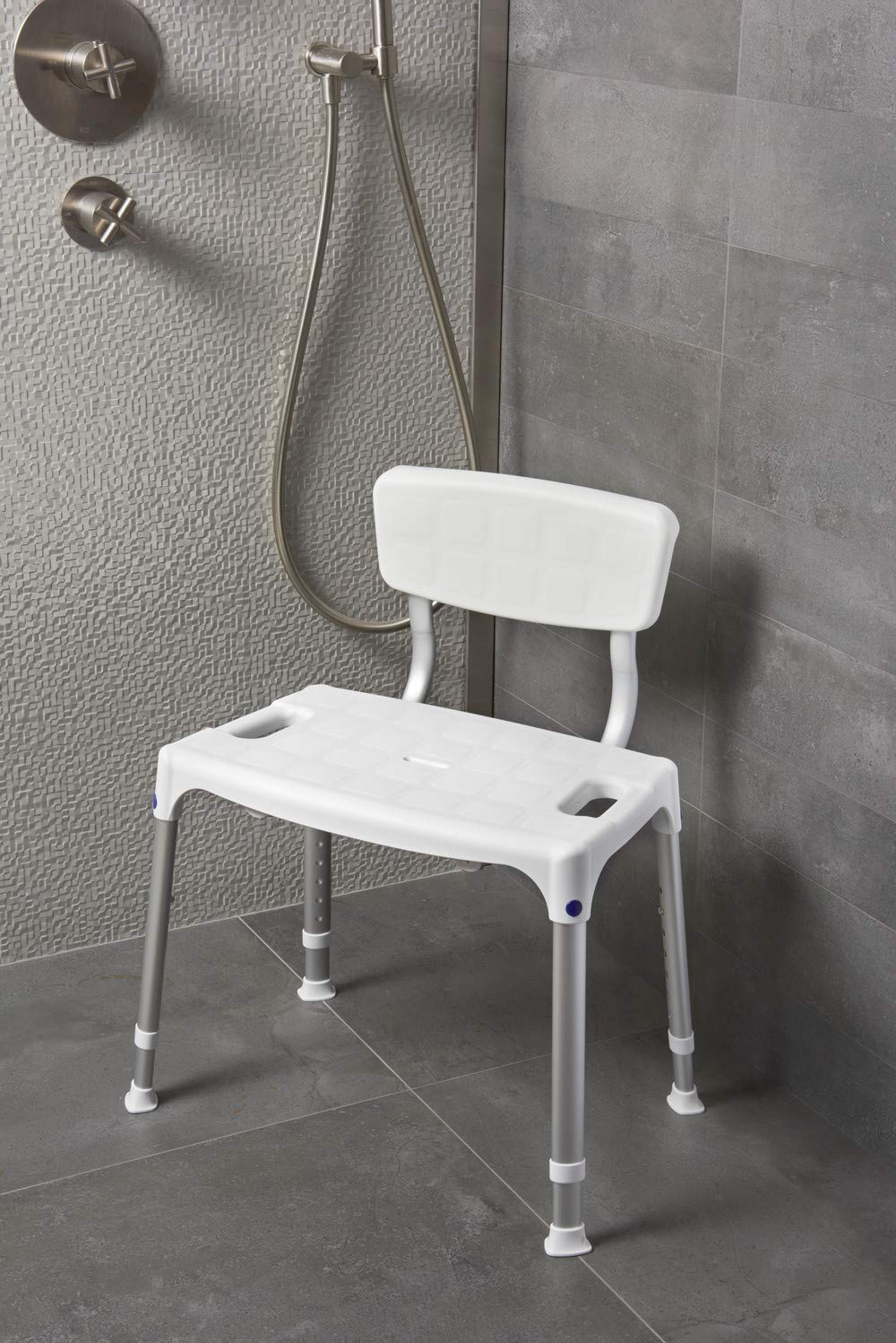 SecuCare AD162641 Duschsitz Synthetik/Aluminium, mit Rückenlehne, 39 cm-54 cm