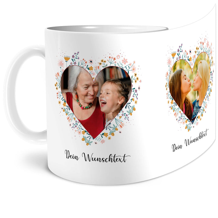 OWLBOOK® Personalisierte Tasse mit 2 Fotos & Spruch selbst gestalten | Fototasse mit eigenem Bild &