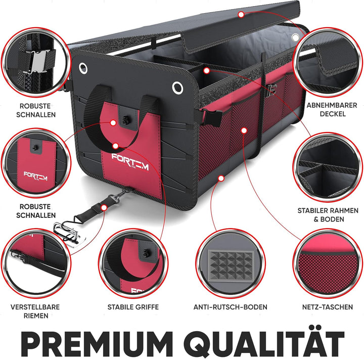 FORTEM Kofferraum Organizer, Kofferraumtasche, Zusammenklappbarer Auto Organizer Kofferraum mit Fäch