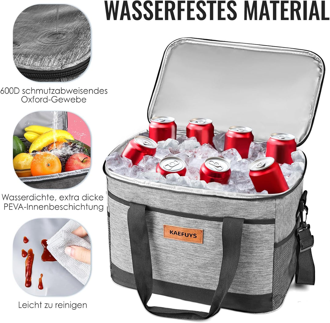Kühltasche Faltbar 33L+12h Kühlung Gross Kühlbox Thermoisoliert Lunch Tasche Einkaufskörbe Wasserdic
