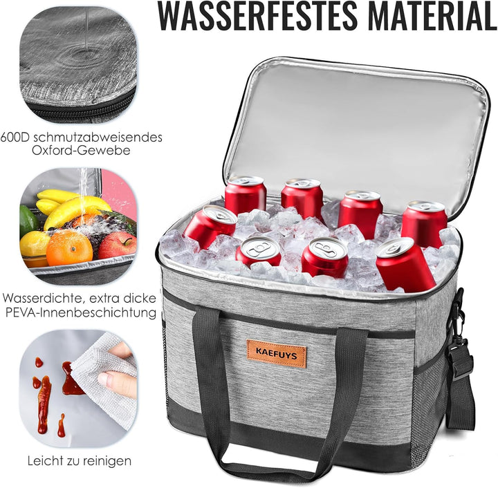 Kühltasche Faltbar 33L+12h Kühlung Gross Kühlbox Thermoisoliert Lunch Tasche Einkaufskörbe Wasserdic