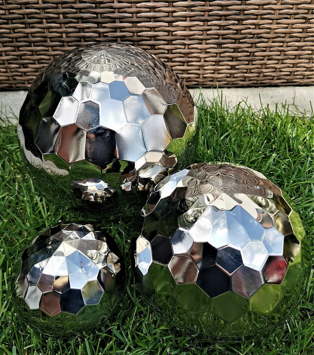 Dekokugel Diamond 3er Set aus Edelstahl 25/20/10 cm poliert Dekorationskugel Edelstahlkugel