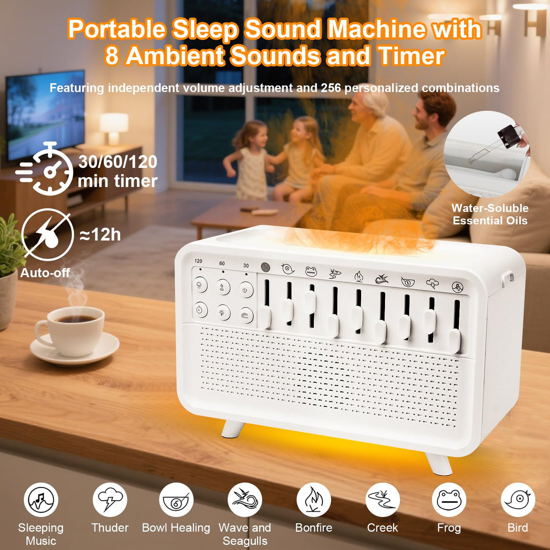 White Noise Night Light Humidifier, Luftbefeuchter mit Geräuschen, Portable Night Light Noise Machin