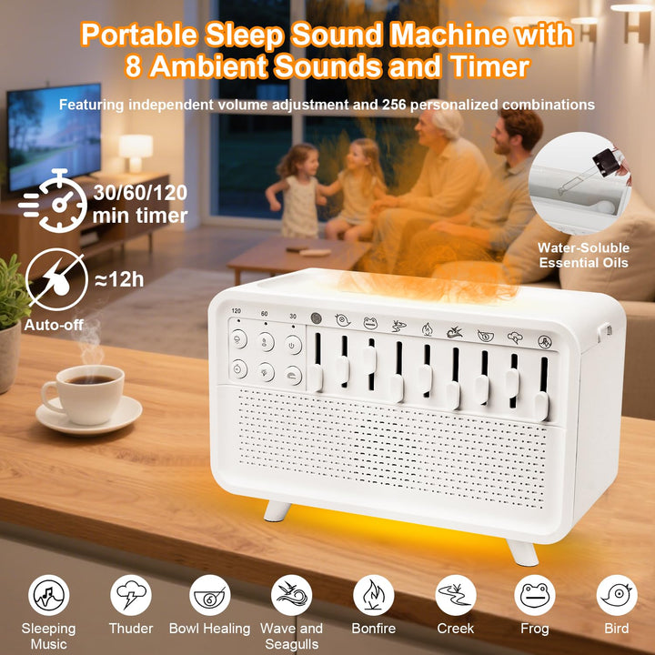 White Noise Night Light Humidifier, Luftbefeuchter mit Geräuschen, Portable Night Light Noise Machin