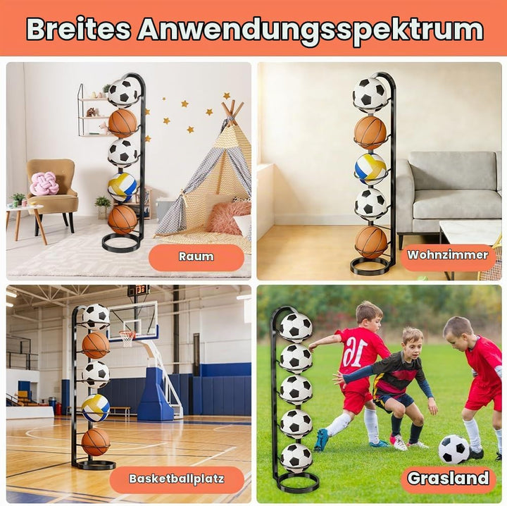 Balllagerregal, 5 Stufiger Ballständer Mehrschichtiges Integriertes Volleyball Fussballregal Abnehmb