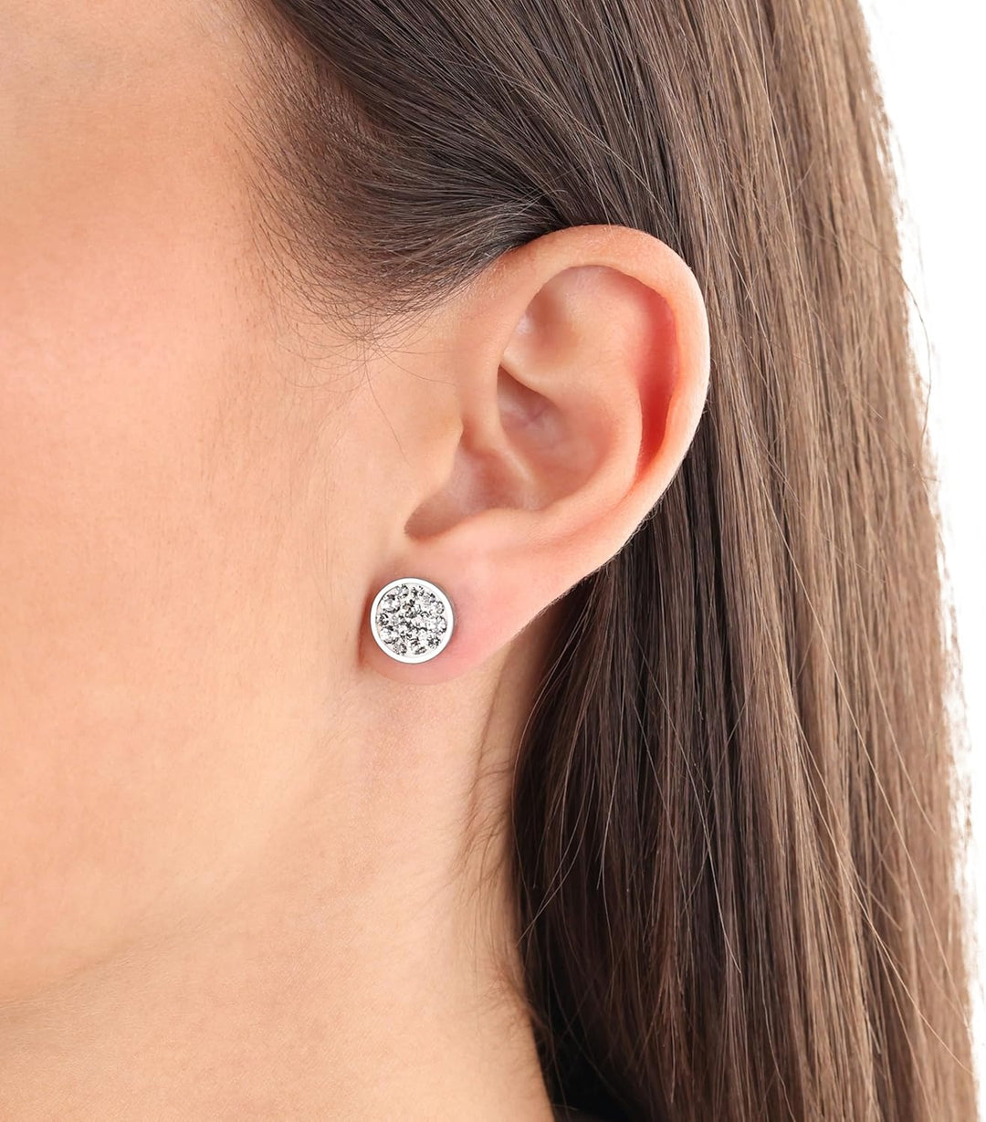 s.Oliver Ohrstecker Edelstahl Damen Ohrschmuck, mit Kristall, 1 cm, Kommt in Schmuck Geschenk Box Si