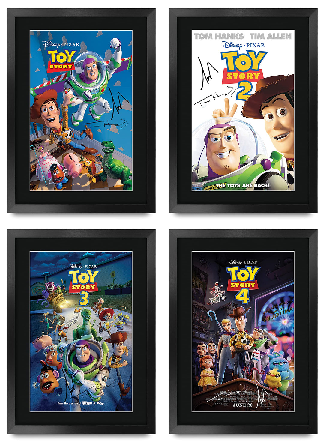 HWC Trading FR A3 Toy Story Collection x 4 Geschenke Geduckter Poster Signiertes Autogramm Foto für