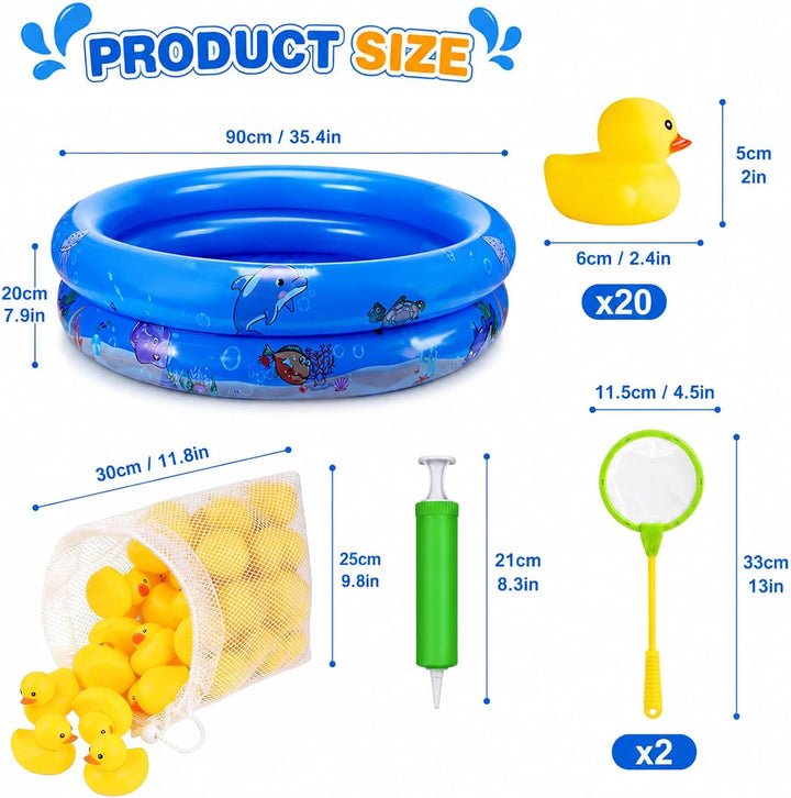 25 Stück Mini Planschbecken Baby mit Quietscheente und Luftpumpe
