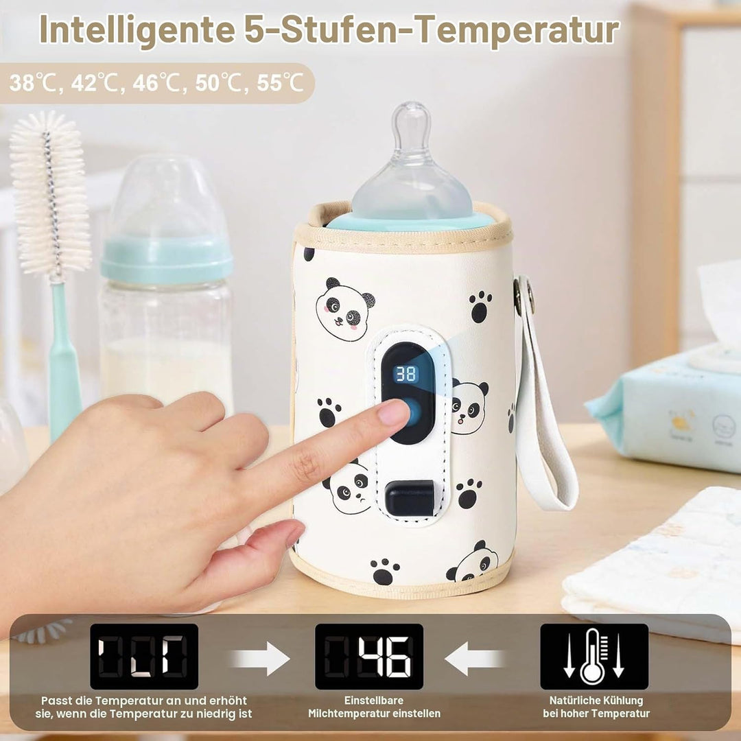 USB Tragbarer Babyflaschenwärmer mit LCD Display, Flaschenwärmer Baby Temperatur, Hält Flüssigkeiten