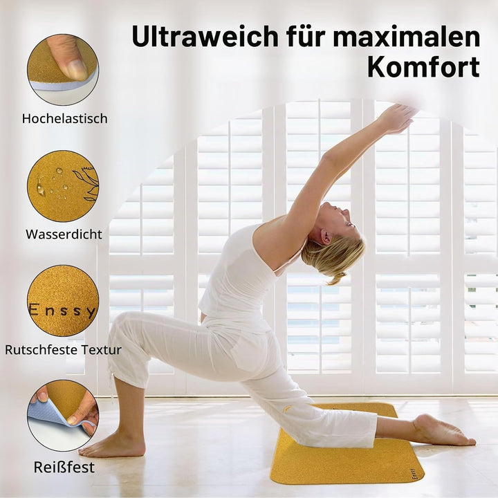 Kork Kniekissen Pad Matte, 8mm dick, faltbar, leicht, für Yoga, Übung, Gymnastik, Boden/Stuhl Schutz
