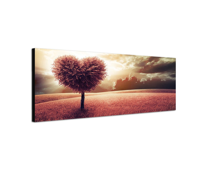 Augenblicke Wandbilder Keilrahmenbild Wandbild 150x50cm Wiese Baum Herz abstrakt Wolkenhimmel