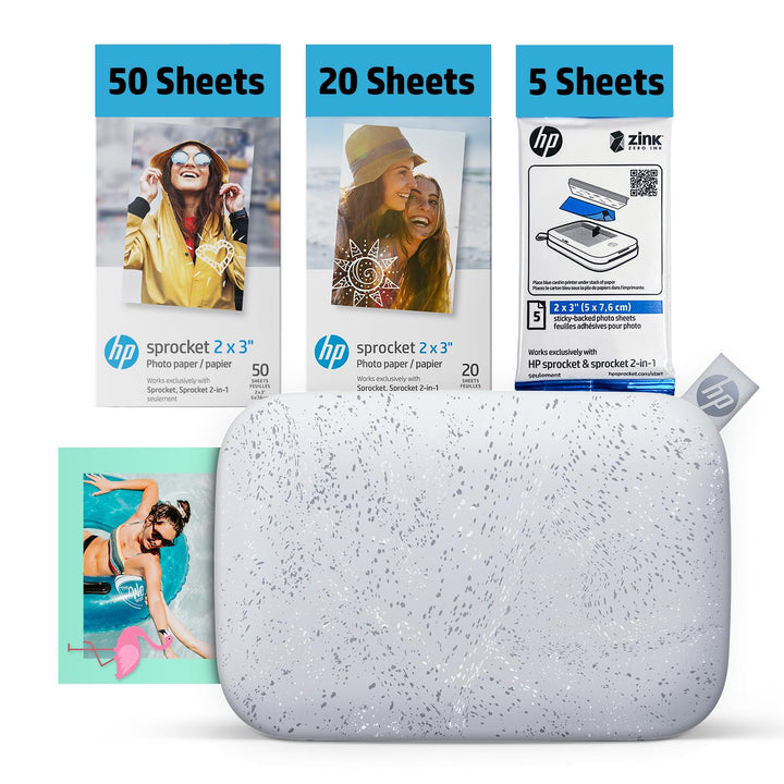 HP Sprocket 2x3 Sofortbild-Smartphone-Drucker 75-Blatt-Bundle – Bluetooth Tragbarer Farb-Wireless-Mo