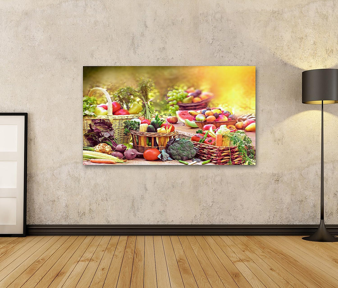 islandburner Bild auf Leinwand Frisches Bio Obst Und Gemüse Küchenbild Bilder Wandbilder Poster Lein