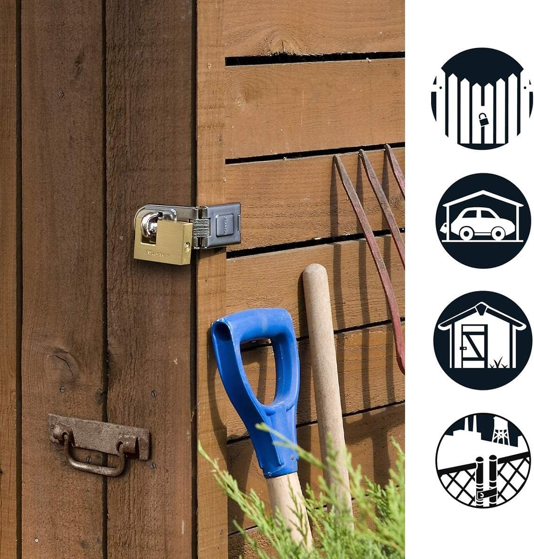 MASTER LOCK - 606720EURD - Vorteilpack: Überfalle + rechteckiges Messing Vorhängeschloss 16 x 4,5 cm