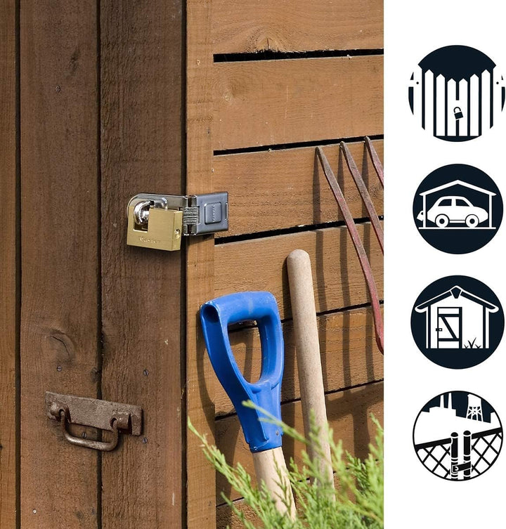 MASTER LOCK - 606720EURD - Vorteilpack: Überfalle + rechteckiges Messing Vorhängeschloss 16 x 4,5 cm
