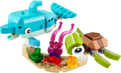 Lego Creator 3-in-1 Set: Delfin und Schildkröte 31128 + Tropischer Papagei 30581 (Polybag)