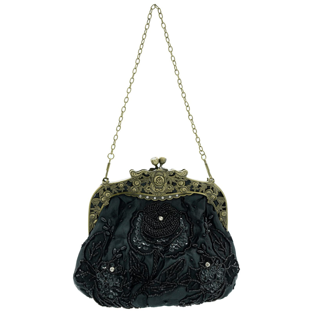 Ro Rox Margeret Retro Stickerei Abend Abschlussball Party Handtasche, Schwarz