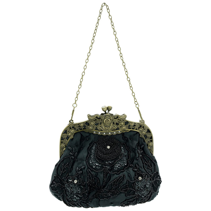 Ro Rox Margeret Retro Stickerei Abend Abschlussball Party Handtasche, Schwarz