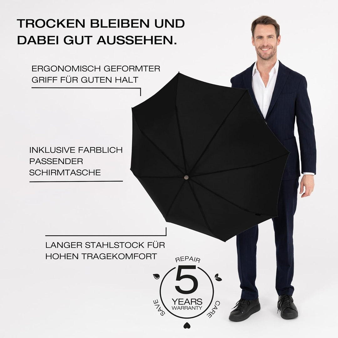 Knirps Taschenschirm T.200 Medium Duomatic in Navy mit Schutzhülle I Regenschirm mit Duomatic-Funkti